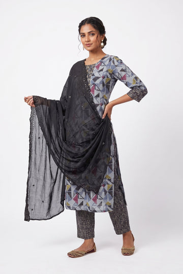 Midnight Mosaic Printed Kurta Palazzo Set