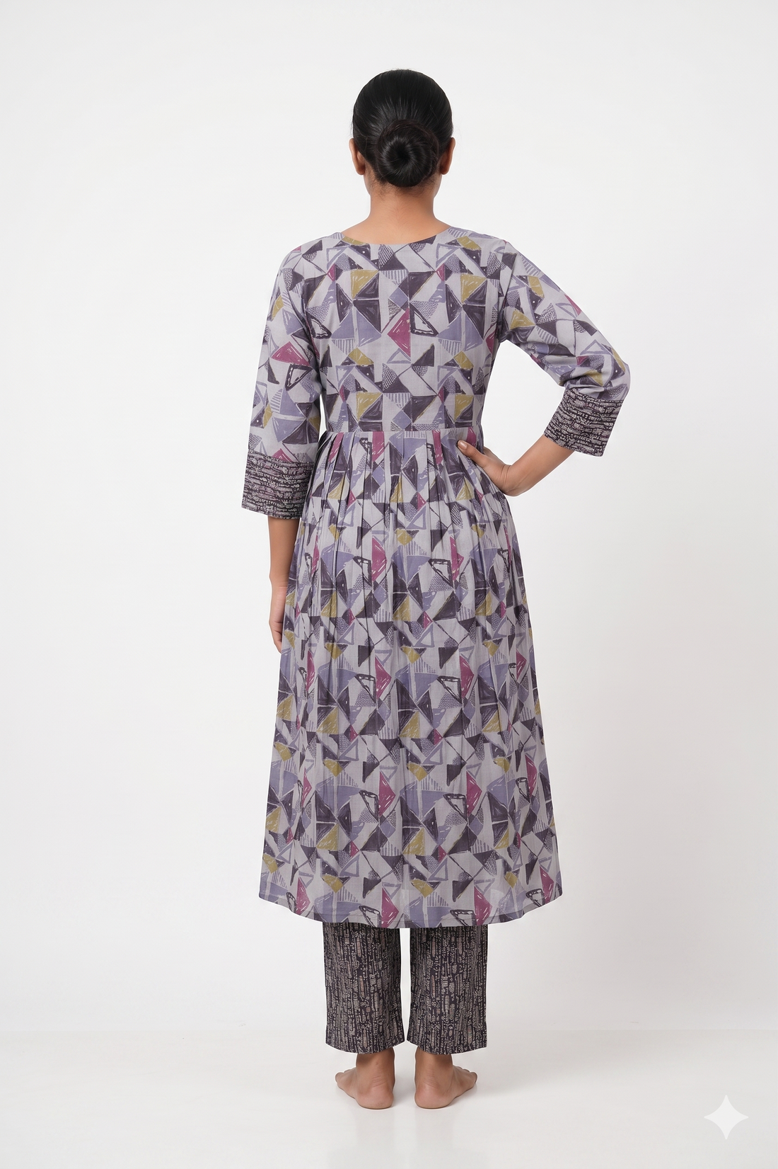 Charcoal Prism Printed Kurta Pant Set With Dupatta