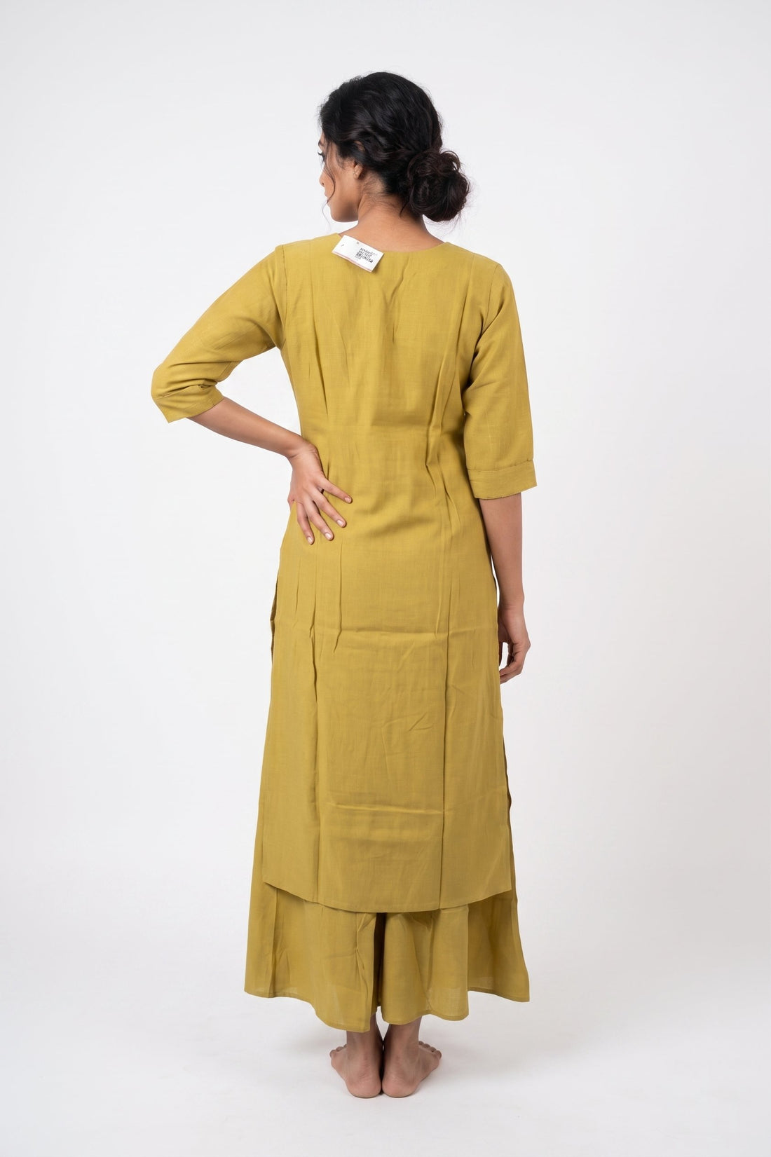 Olive Bloom Embroidered Kurta Palazzo Set