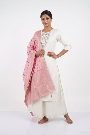 Ivory Blush Embroidered Kurta Sharara Set