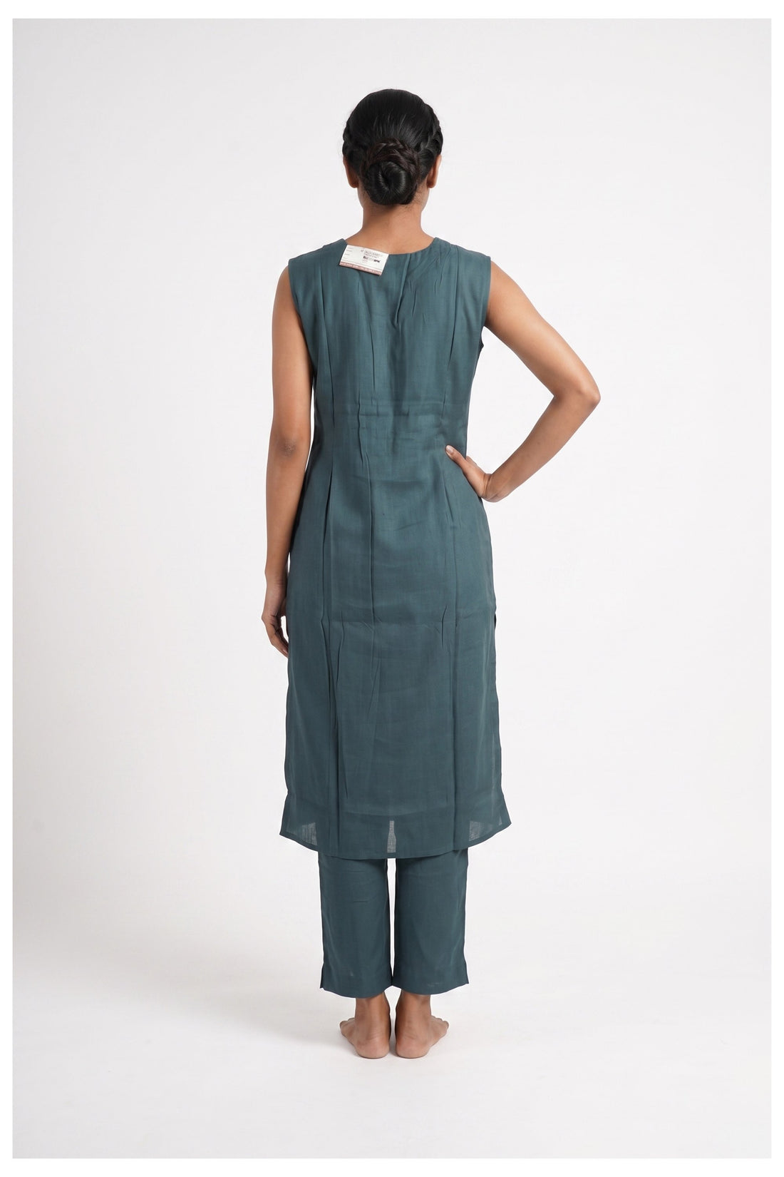 Teal Blue Floral Dupatta Kurta Pant Set