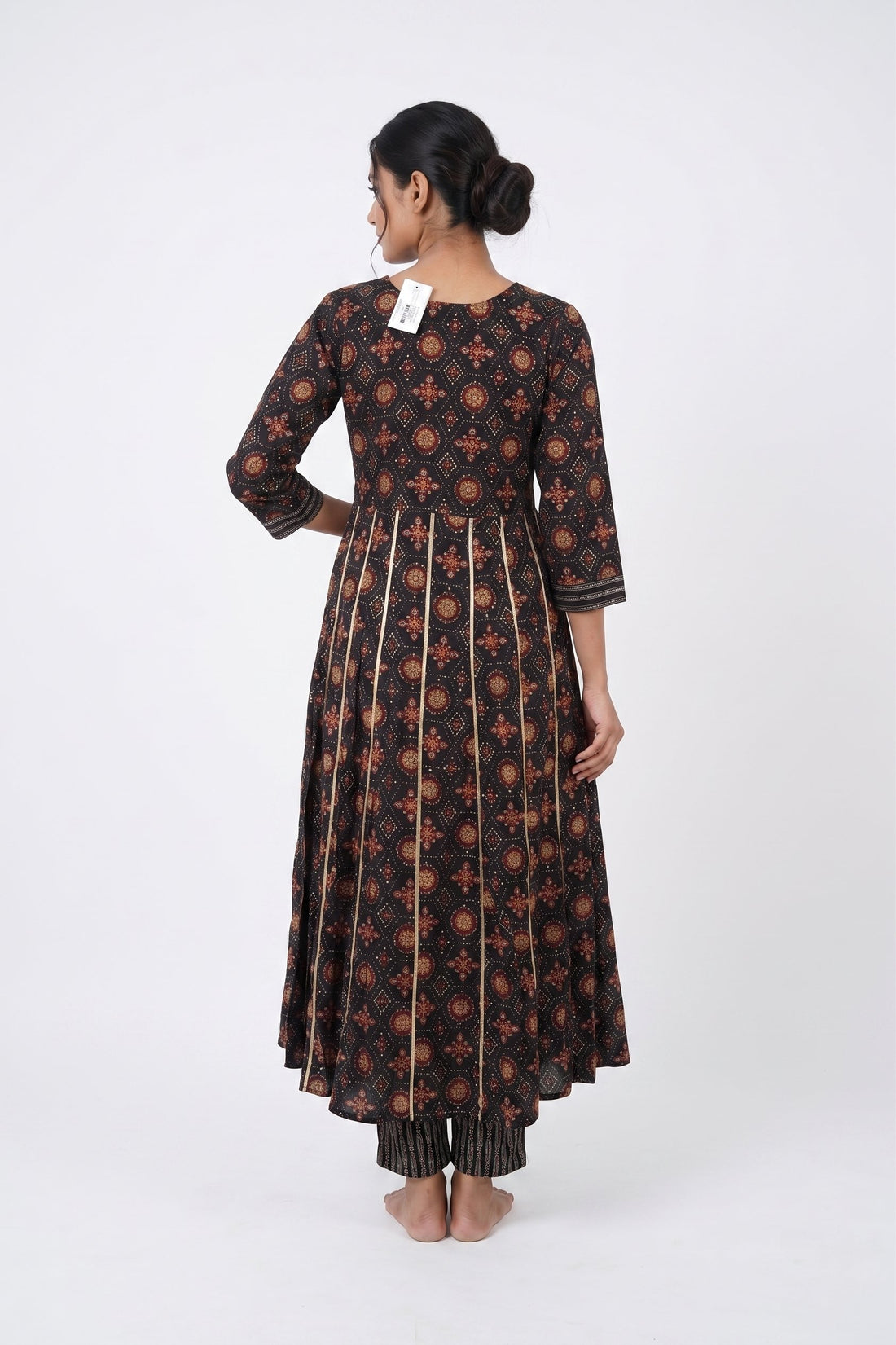 Midnight Ajrakh Printed Anarkali Palazzo Set