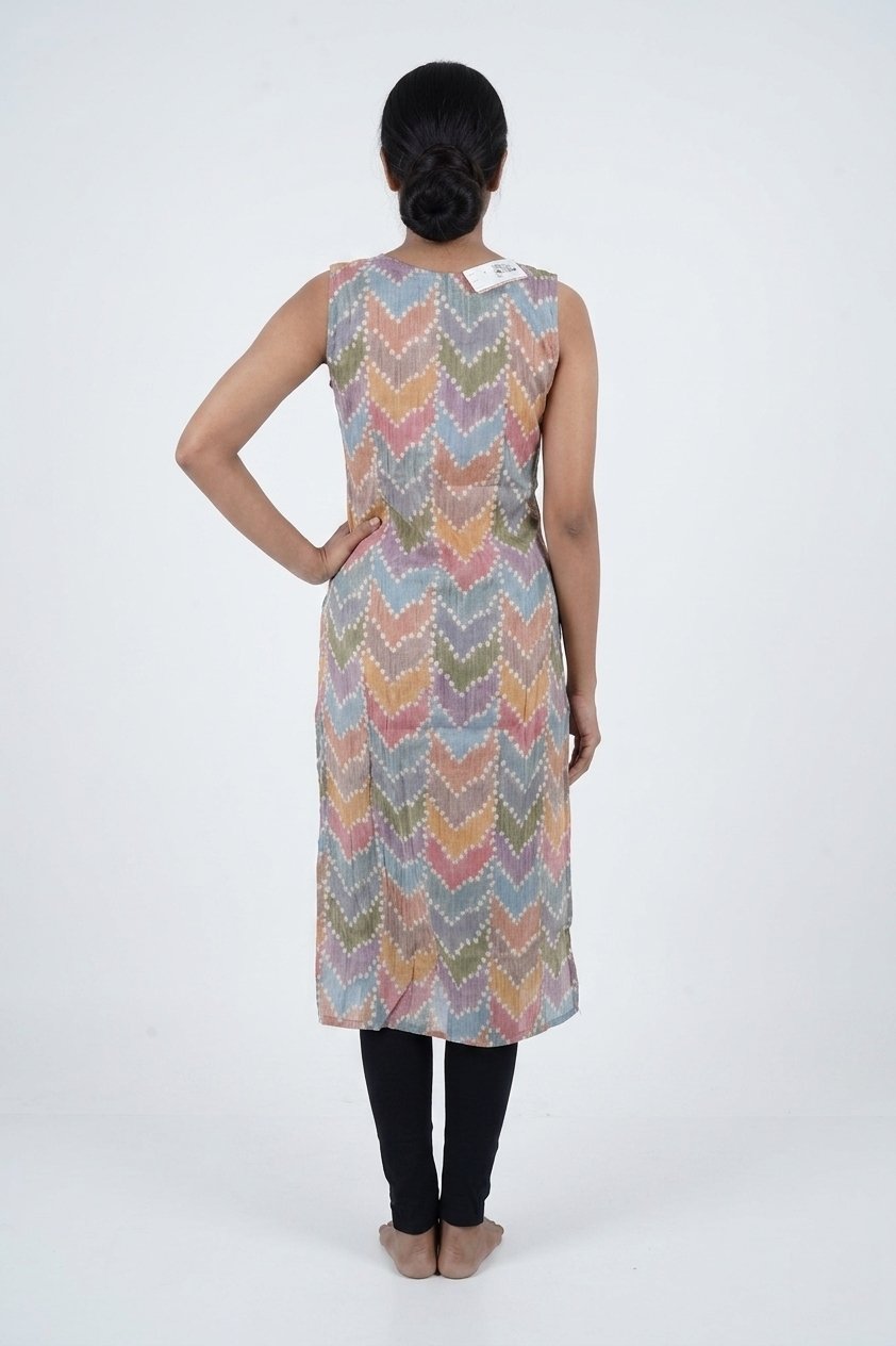 Pastel Chevron Printed Kurta Set With Designer Dupatta