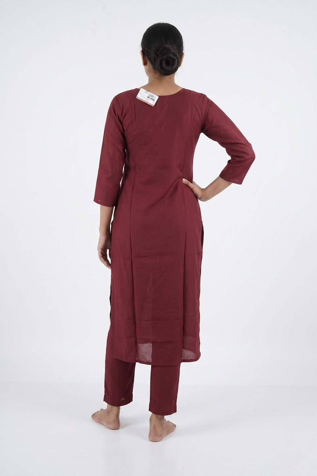 Wine Elegance Embroidered Kurta Pant Set
