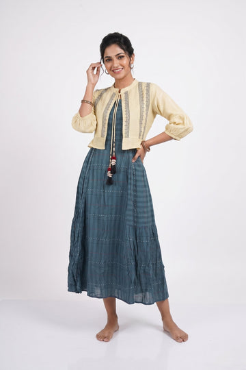Blue Breeze Layered Indo-Western Dress