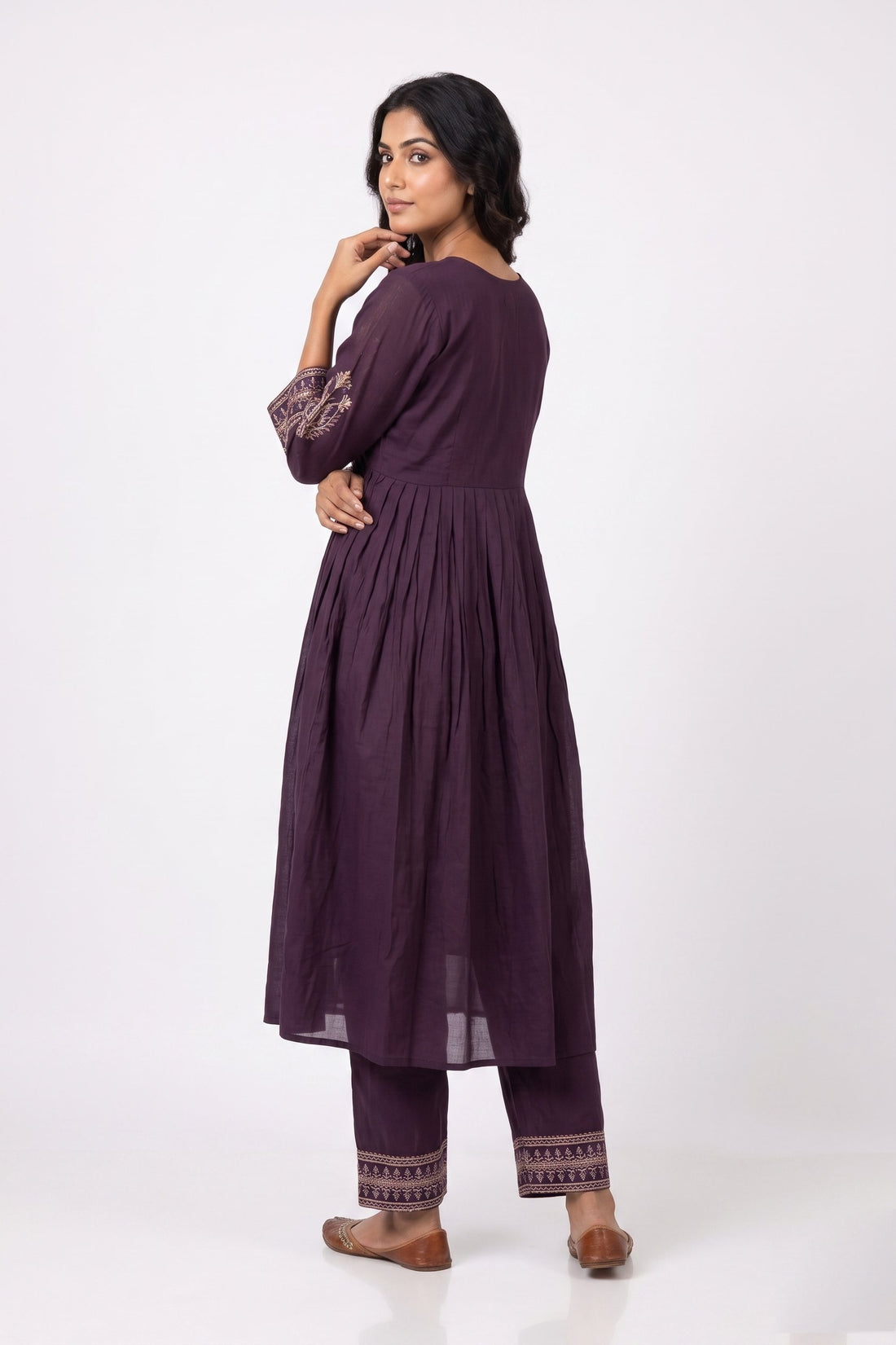 Royal Plum Embroidered Anarkali Set