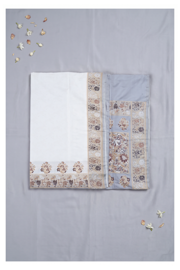 Pale Grey Banarasi Pure Silk Wedding Saree