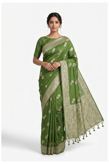 Mehendi Green Banarasi Art Silk Wedding Saree