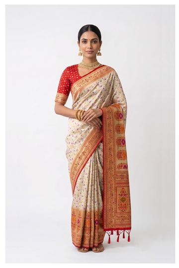 Champagne Banarasi Art Silk Wedding Saree