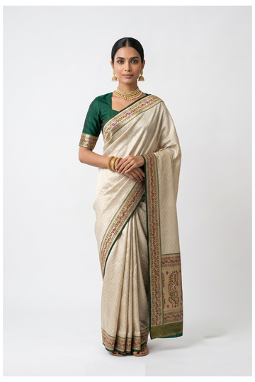 Champagne Tissue Silk South Wedding & Party Saree
