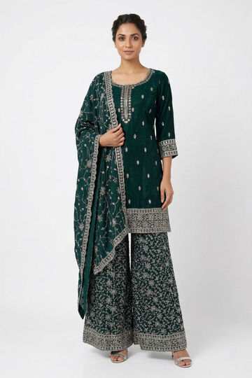 DARK Green Indo-Western Kurta Set