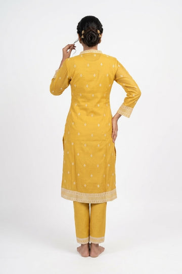 Sunshine Yellow Embroidered Kurta Pant Set With Dupatta