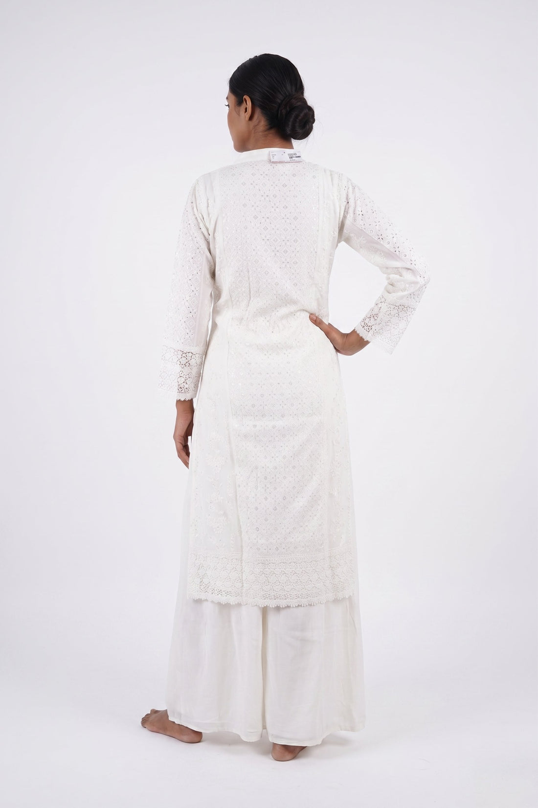 Ivory White Embroidered Sharara Set With Elegant Dupatta