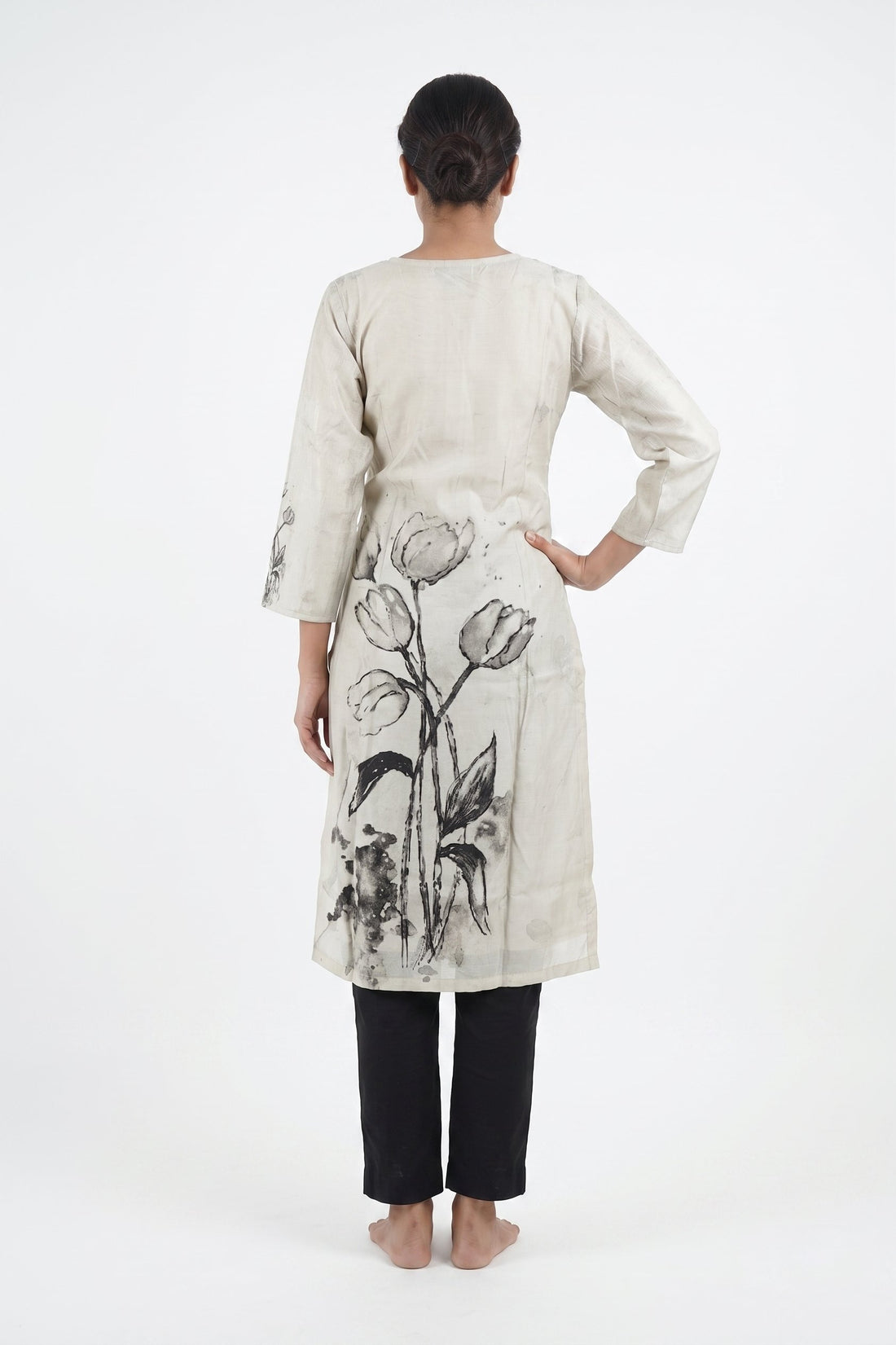Ivory Bloom Designer Kurta Set With Artistic Dupatta