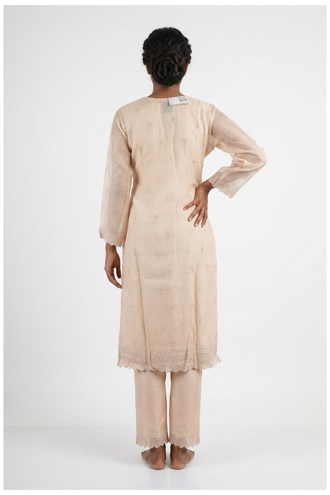 Peach Embroidered Kurta Pant Set With Dupatta