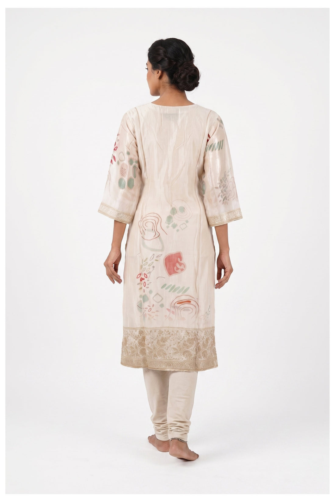 Ivory Printed Kurta Pant Set With Dupatta
