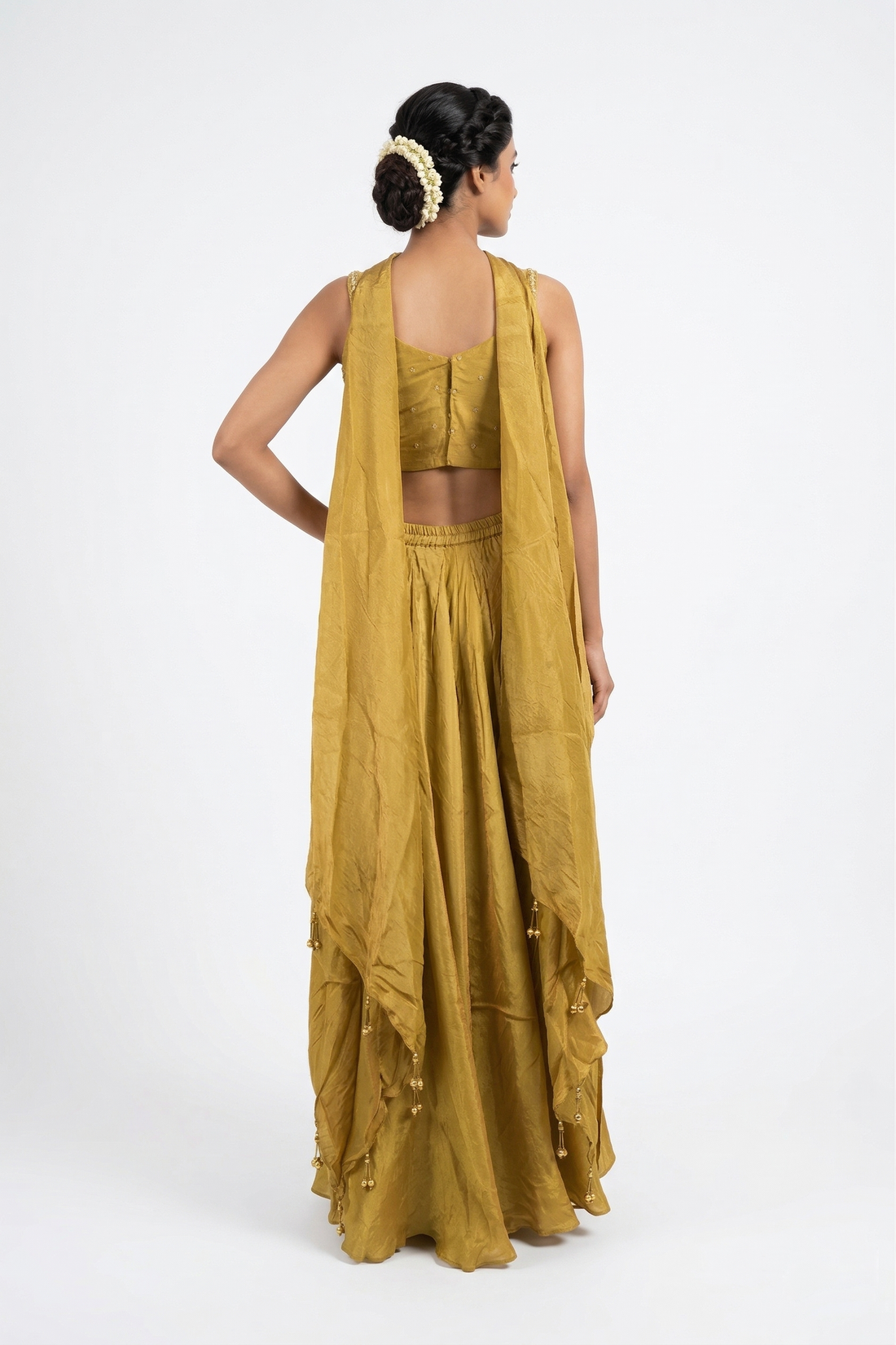 Gold ROD Indo-Western Silk Skirt Set