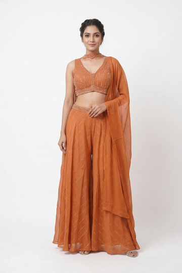 Orange Indo-Western Palazzo Set