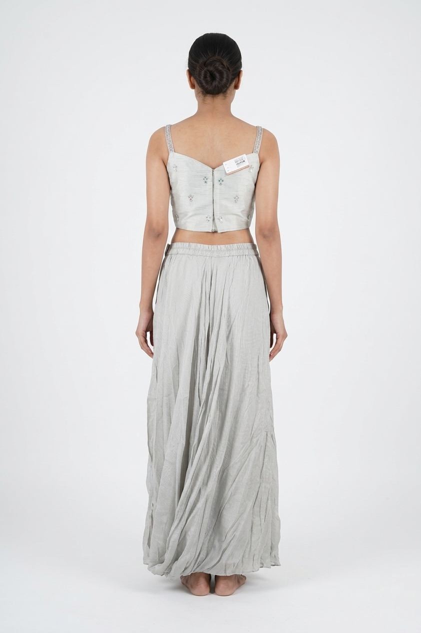 Ivory Elegance Mirror Work Indo-Western Co-Ord Set With Cape Jacket