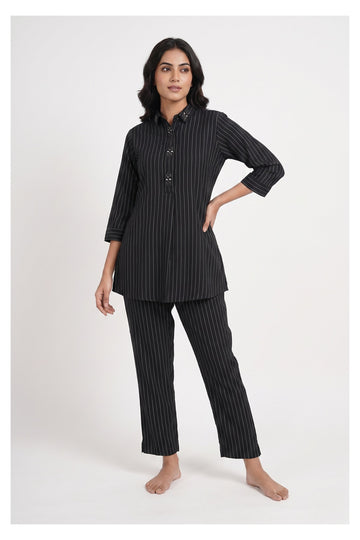 Black Pinstripe Co-Ord Party Wear Set