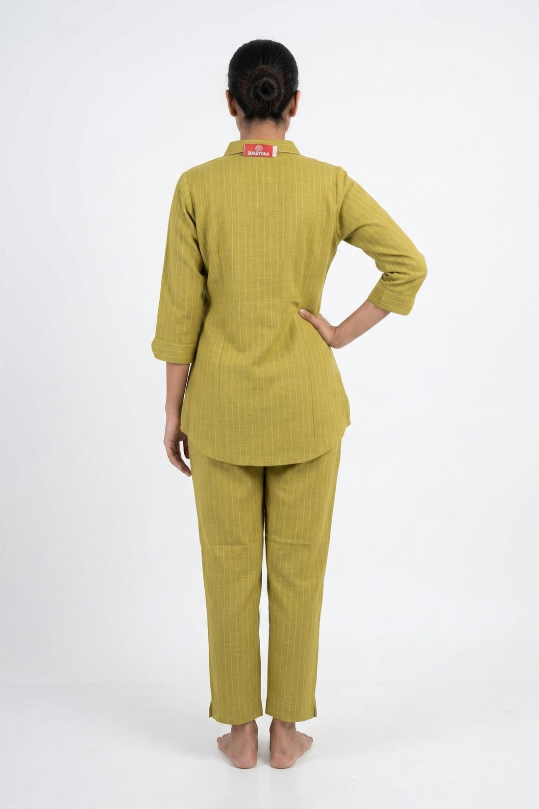 Olive Green Embroidered Collar Co-Ord Set