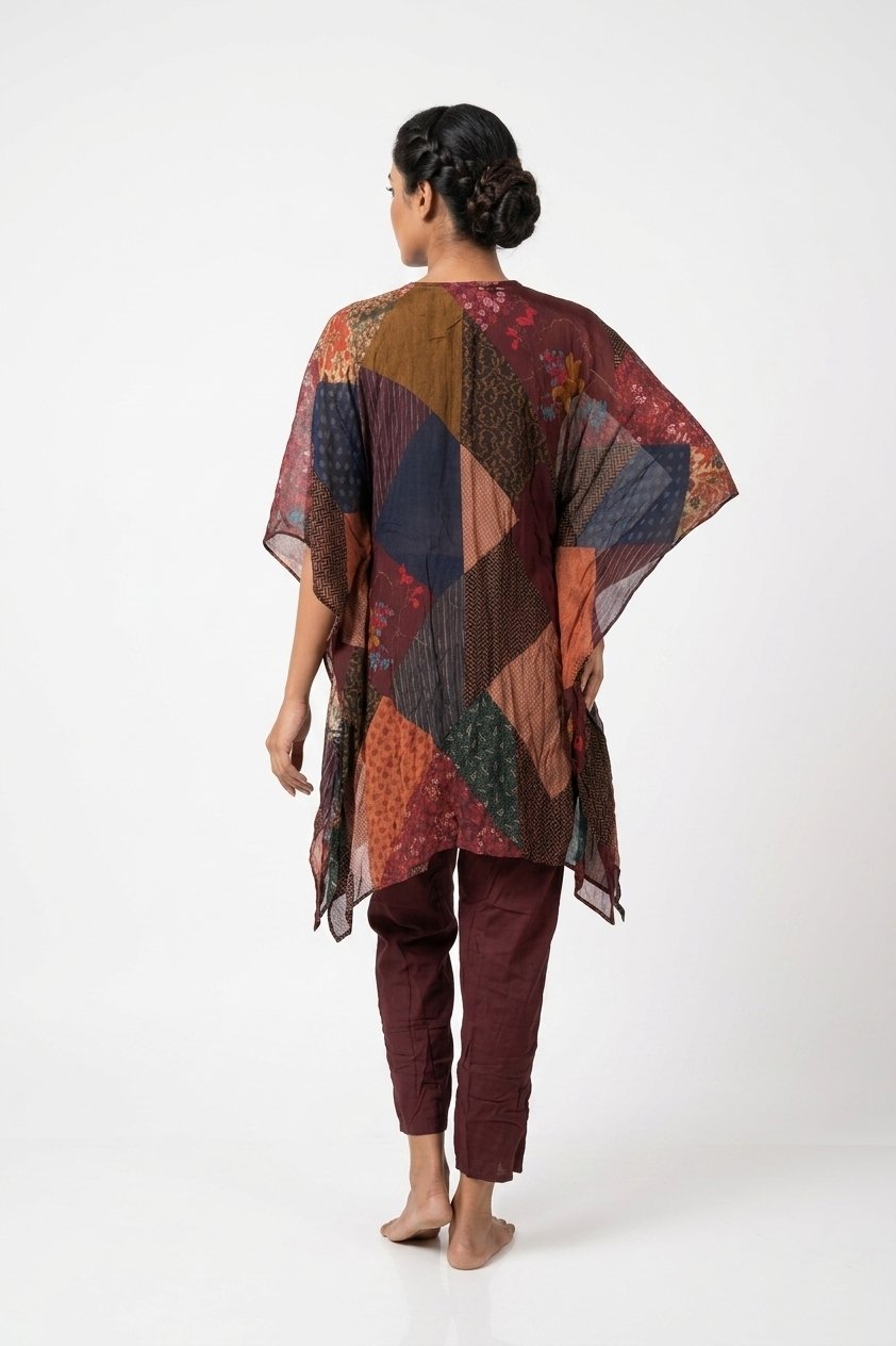 Multicolor Boho Embroidered Kaftan Co-Ord Set