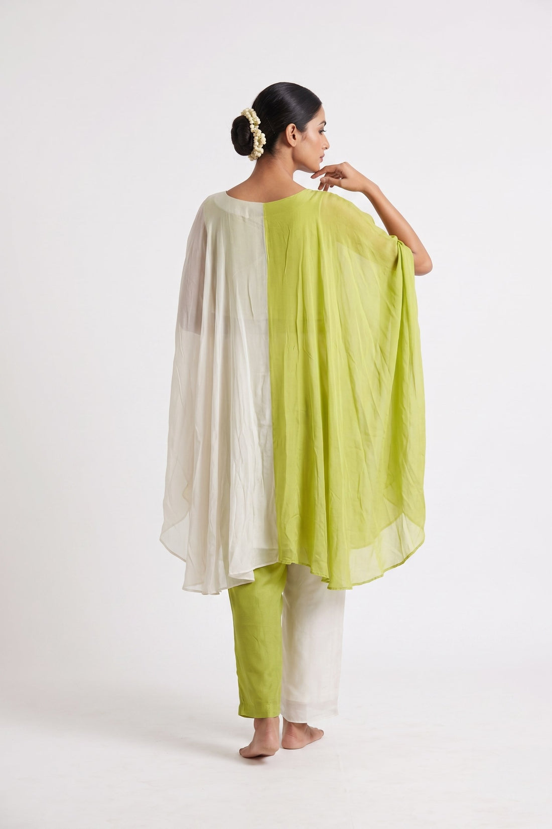 Ivory Lime Fusion Cape Co-Ord Set