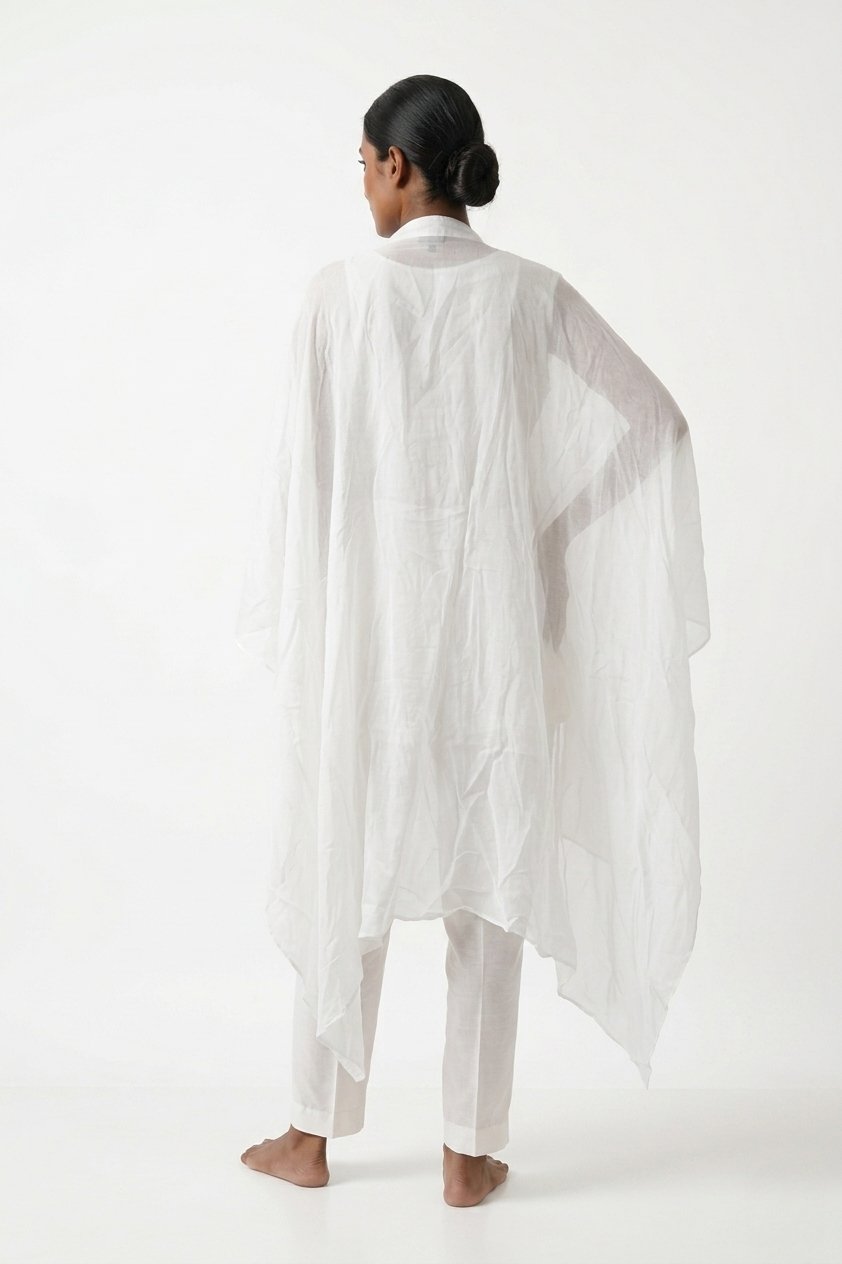 White Embroidered Kaftan Style Indo-Western Set