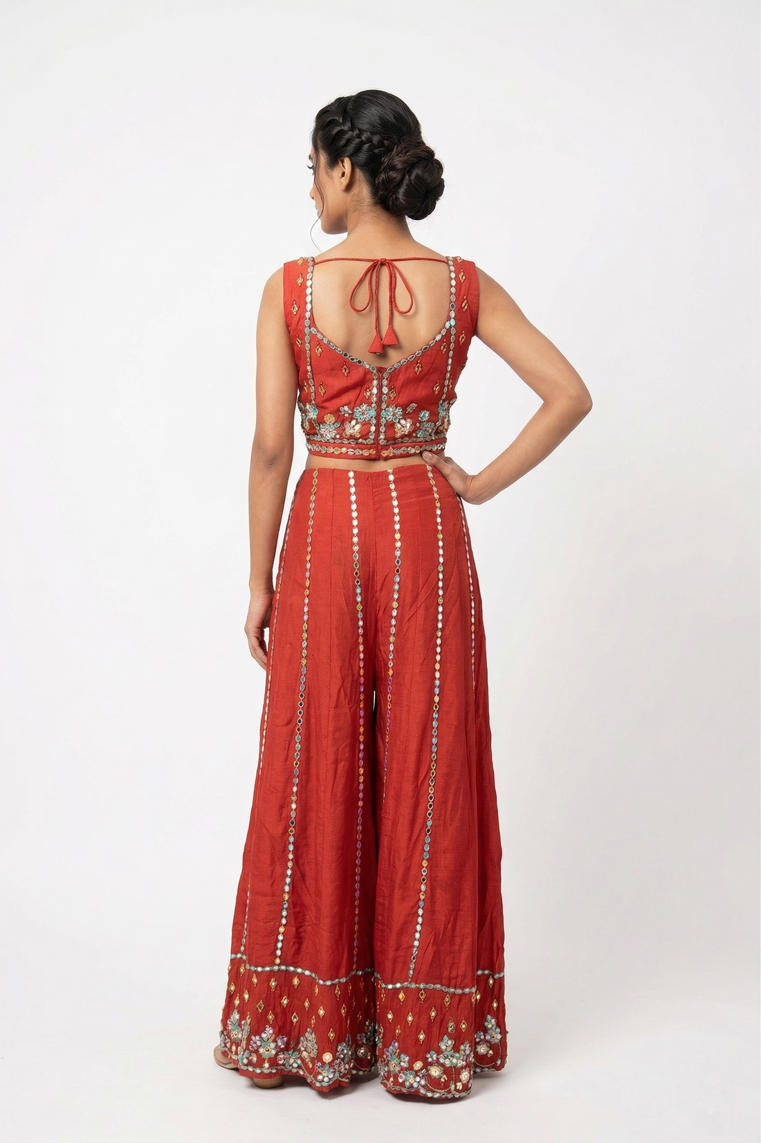 Red Indo-Western Skirt Set
