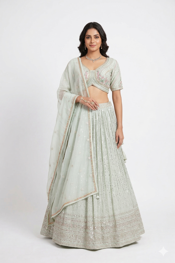 MINT CREAM LEHENGA CHOLI