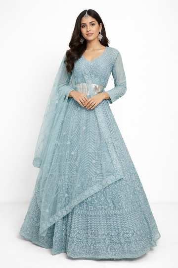 LIGHT CADET BLUE LEHENGA CHOLI