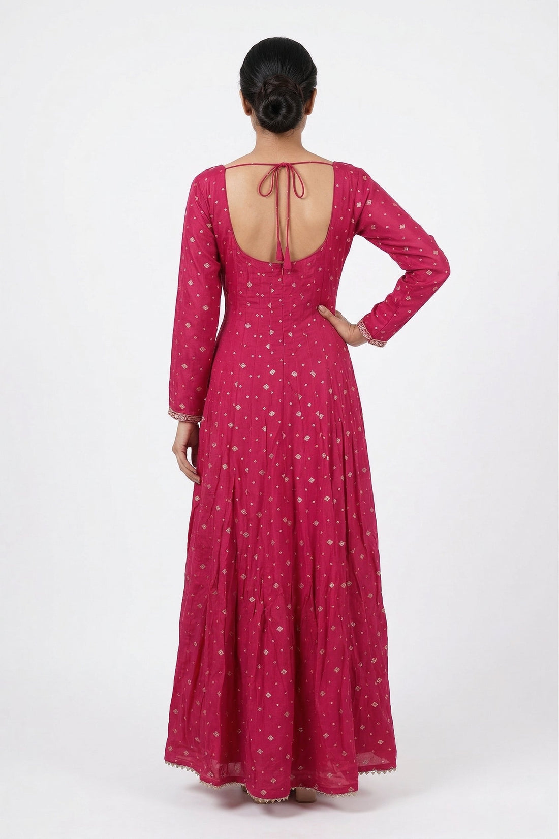 Rani Pink Anarkali Suit With Rich Mustard Banarasi Dupatta