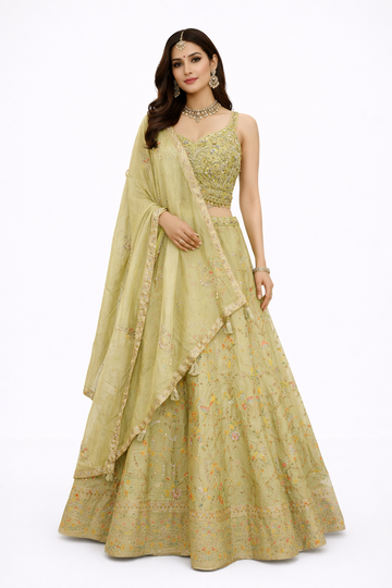 LIGHT OLIVE GOLD LEHENGA CHOLI