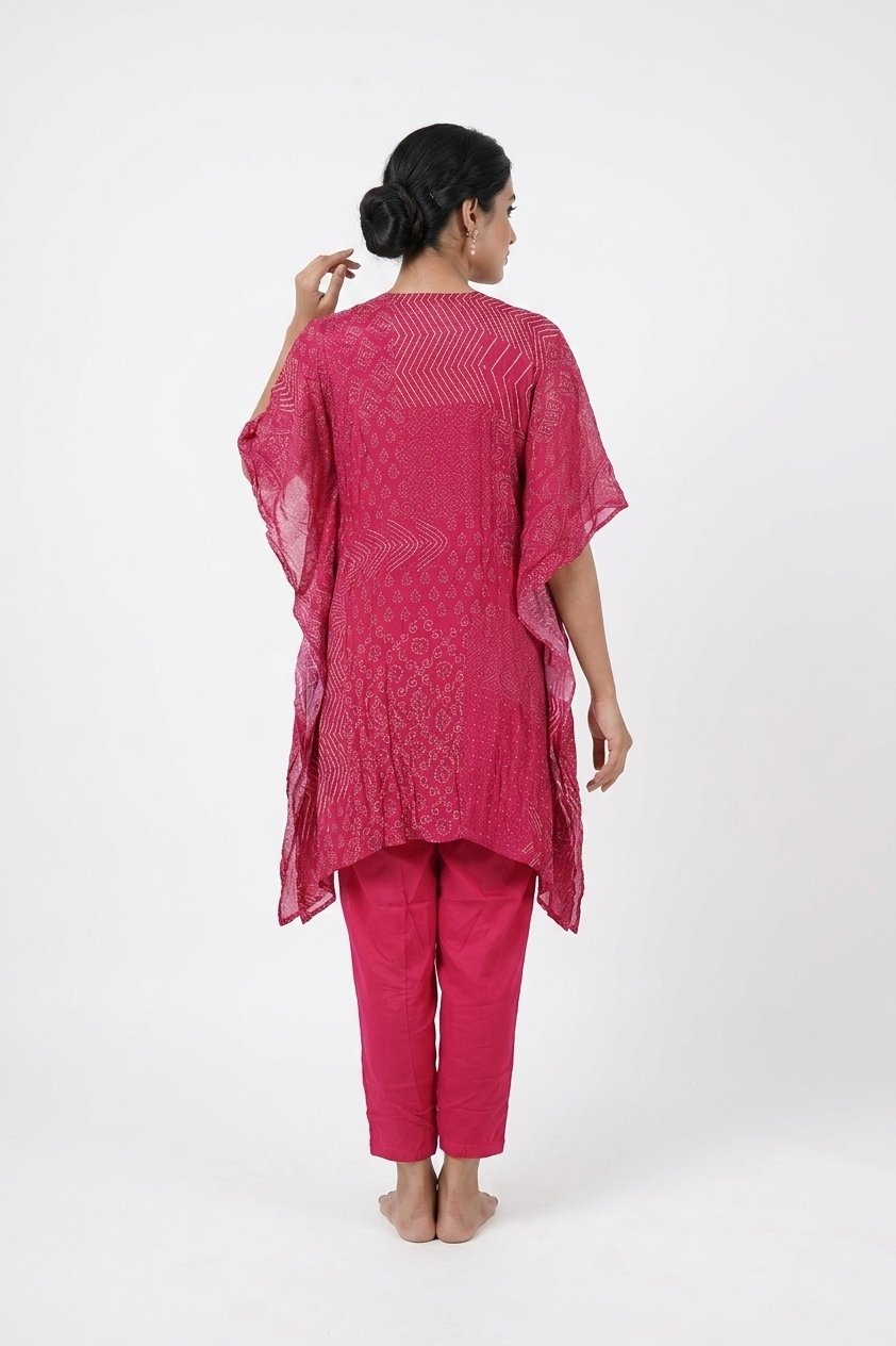 Rani Pink Embroidered Kaftan Style Indo-Western Co-Ord Set