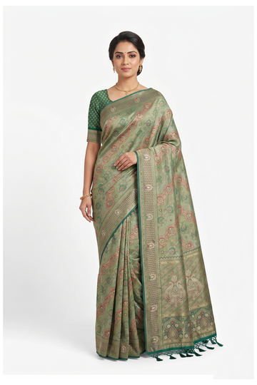Sage Green South Tissue Silk Wedding Saree