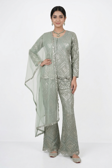 PASTEL MINT GREEN Indo-Western Co-Ord Set