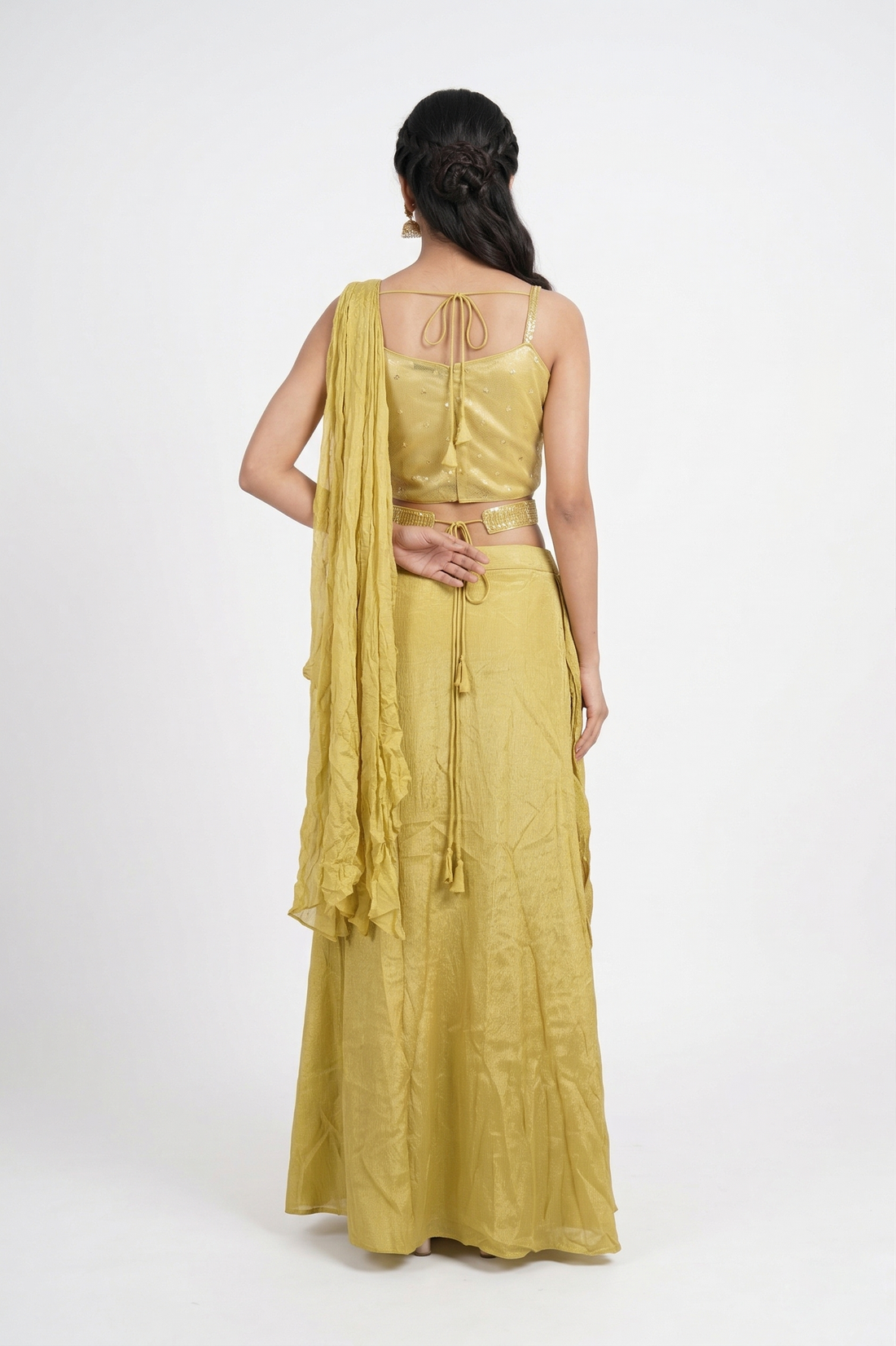 YELLOW Indo-Western Draped Skirt Set
