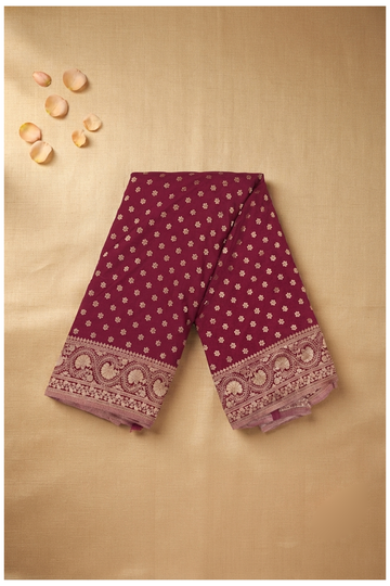 Wine Banarasi Art Silk Wedding & Party Wear