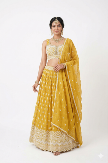 YELLOW GOLD LEHENGA CHOLI