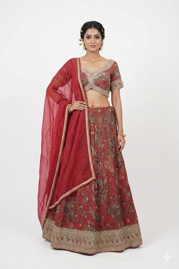 RUST LEHENGA CHOLI