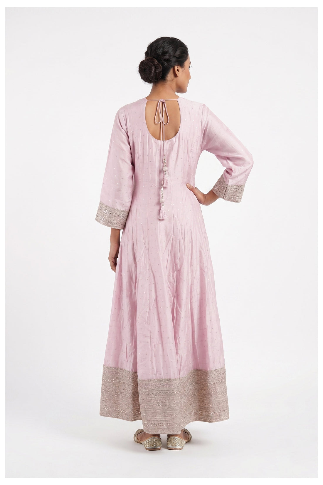 Blush Pink Embroidered Anarkali Dress With Dupatta