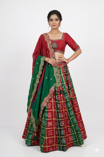 RED-GREEN LEHENGA CHOLI