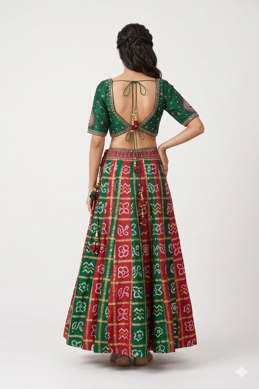 RED-GREEN LEHENGA CHOLI