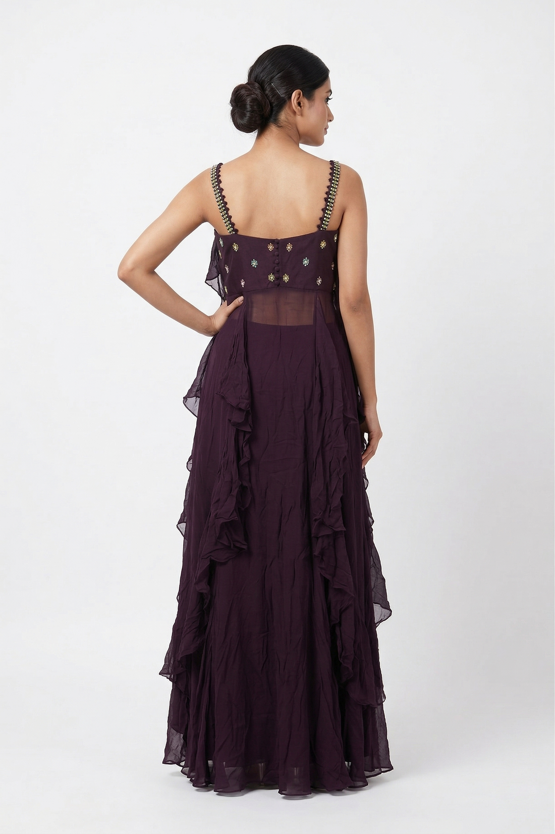 Wine Purple Indo-Western Skirt Set