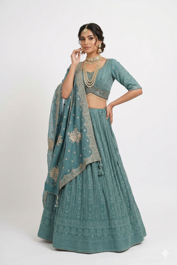 CADET BLUE LEHENGA CHOLI