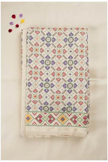 Ivory Patola Art Silk Wedding & Party Saree