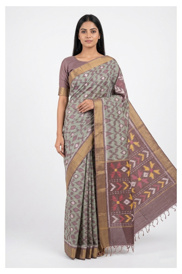 Sage Green Cotton Party Wear Saree