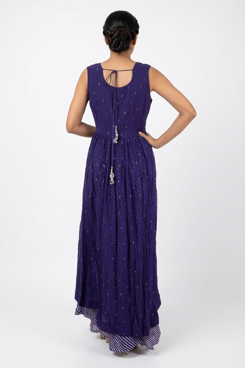Indigo Embroidered Anarkali Kurta Set With Dupatta