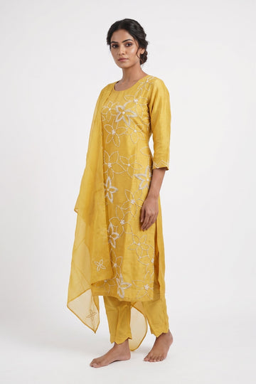 Sunshine Bloom Embroidered Kurta Set