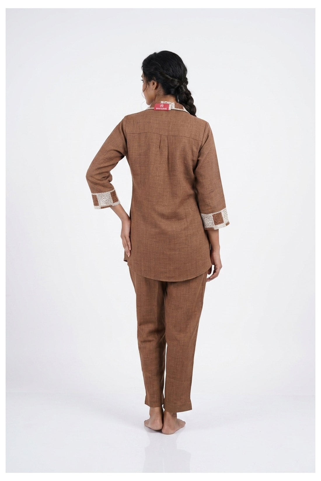 Rust Brown Designer Co-Ord Shirt Set